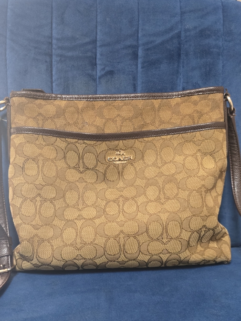 Coach Brown Leather-Trim Interior Crossbody